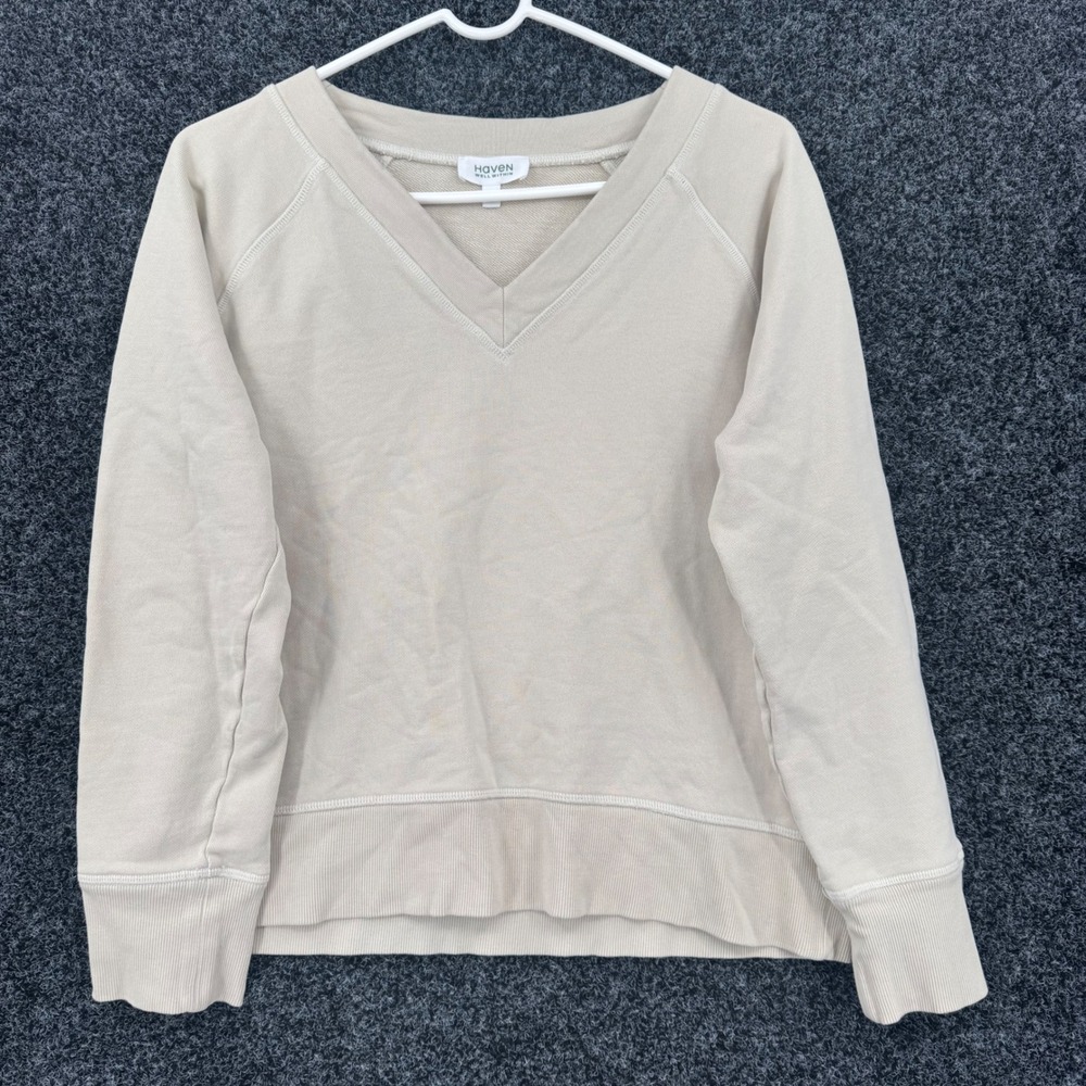 Haven + Secret Women's V-Neck Sweatshirt in Beige